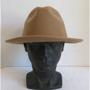 Yellow 108 Luke Fedora Hat Tan 100% Wool Water Repelant Medium  Made in USA